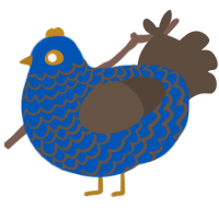 A ultramarine and bark chicken with a lace pattern