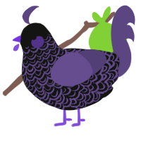 A black and overcast chicken with a double-lace pattern