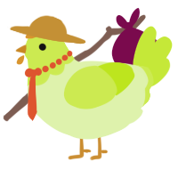 A apple and lime chicken with a head pattern