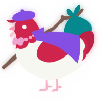 A white and crimson chicken with a head pattern
