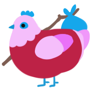 Pink Strawberry, a crimson and lavender chicken with a head pattern