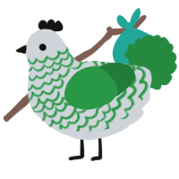 A mist and viridian chicken with a lace pattern