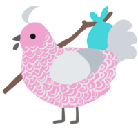 A pink and mist chicken with a double-lace pattern