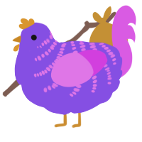 A blurple and orchid chicken with a half-bar pattern