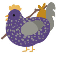 A overcast and ash chicken with a speckle pattern