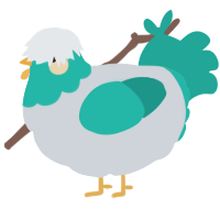 A mist and turquoise chicken with a head pattern