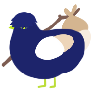 Jun, a navy and cream chicken