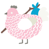 A rose and white chicken with a lace pattern