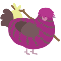 A amethyst and overcast chicken with a bar pattern