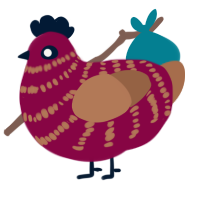 Red Velvet, a maroon and brown chicken with a bar pattern