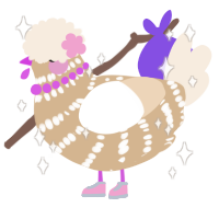 A beige and cream chicken with a bar pattern