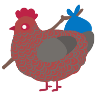 A red and grey chicken with a double-lace pattern