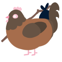 A brown and bark chicken with a head pattern