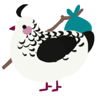 A white and black chicken with a half-lace pattern