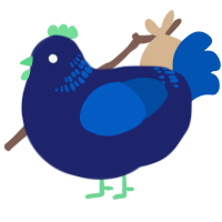 A navy and ultramarine chicken with a neck-band pattern