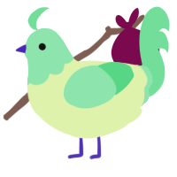 A apple and spring chicken with a head pattern