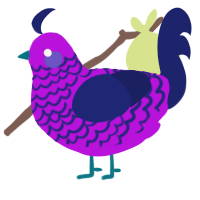 A amethyst and navy chicken with a lace pattern
