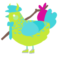 A lime and aqua chicken with a half-lace pattern