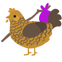 A gold and bark chicken with a lace pattern