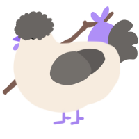 A cream and grey chicken