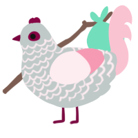 A silver and rose chicken with a lace pattern