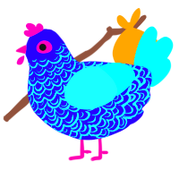 A indigo and aqua chicken with a double-lace pattern