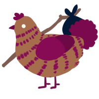 A brown and wine chicken with a bar pattern