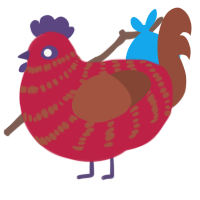 Cyan Rye, a crimson and russet chicken with a bar pattern