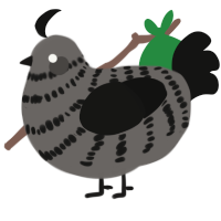 A grey and black chicken with a bar pattern