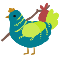 A sea and lime chicken with a half-bar pattern