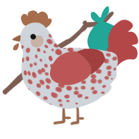 A mist and red chicken with a speckle pattern