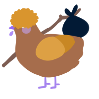 A brown and orange chicken