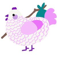 A white and lavender chicken with a lace pattern