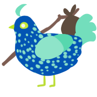 A ultramarine and mint chicken with a speckle pattern