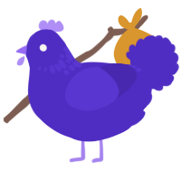 A indigo chicken with a neck-speckle pattern