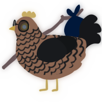 A brown and sable chicken with a lace pattern