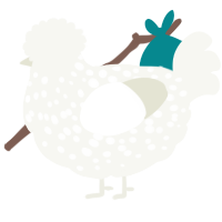 A white chicken with a speckle pattern
