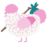 A white and pink chicken with a speckle pattern