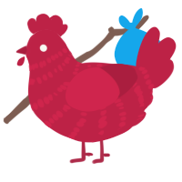 A crimson chicken with a bar pattern