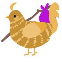 A gold and honey chicken with a bar pattern