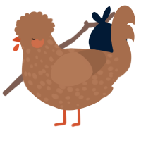 A brown chicken with a speckle pattern
