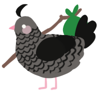 A grey and black chicken with a lace pattern