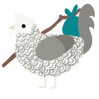 A white and ash chicken with a double-lace pattern