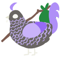 A grey and lilac chicken with a lace pattern