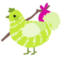 A lime and apple chicken with a bar pattern