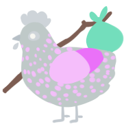 A silver and lavender chicken with a speckle pattern