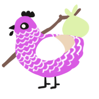 postcard, a orchid and cream chicken with a lace pattern