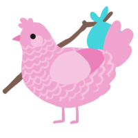 A pink chicken with a lace pattern
