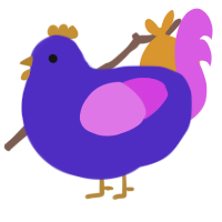 Agent Rump Haver, a indigo and orchid chicken