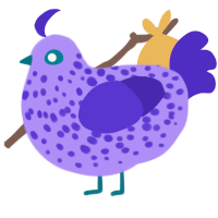 A lilac and indigo chicken with a speckle pattern